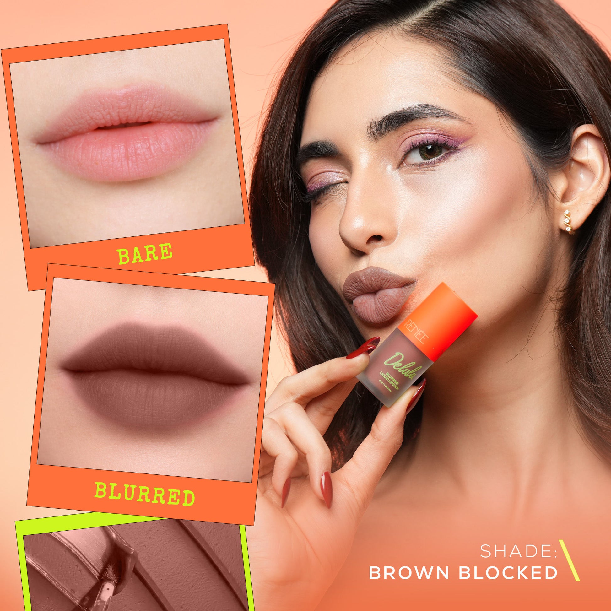 Renee Cosmetics Delulu Blurring Matte Liquid Lipstick - Brown Blocked