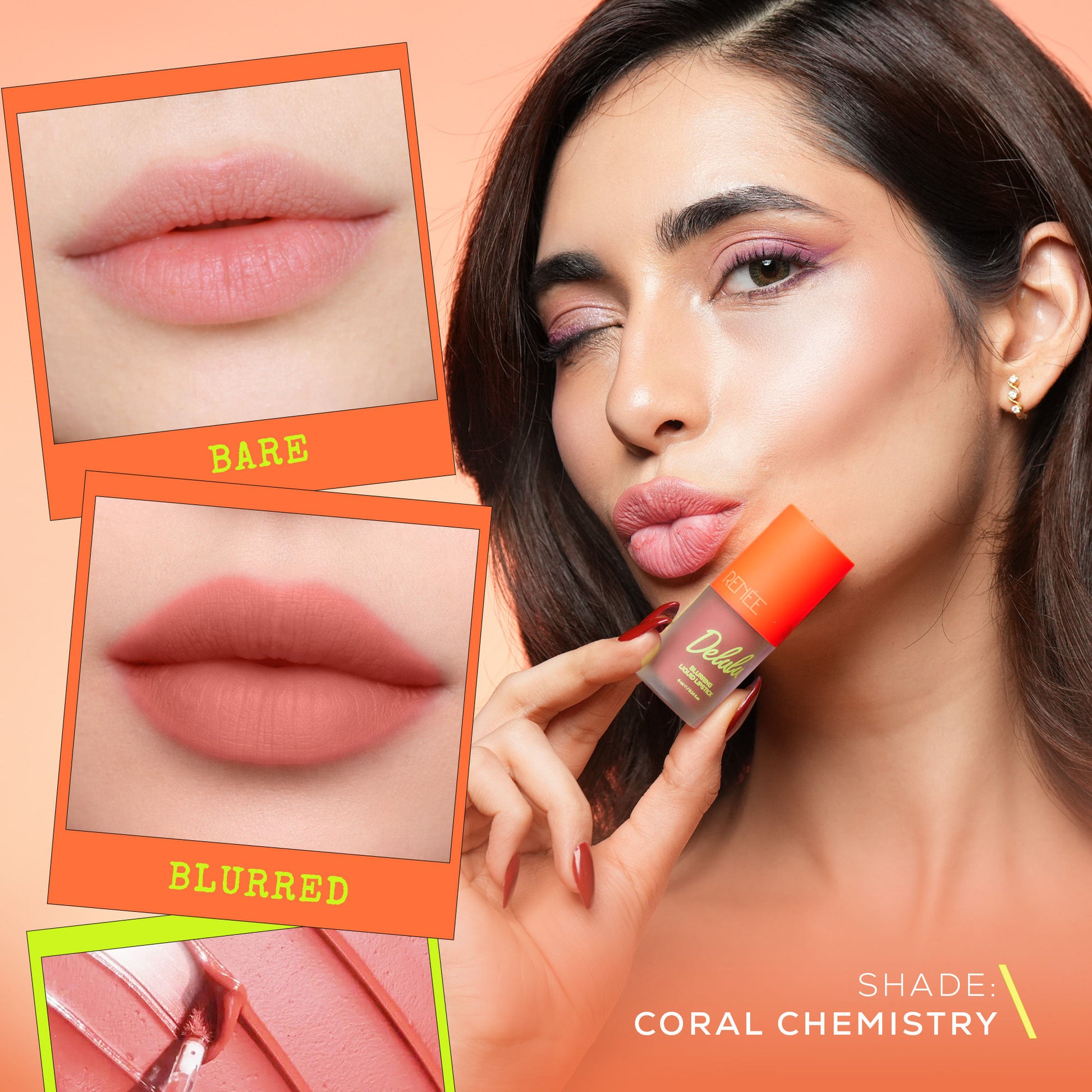 Renee Cosmetics Delulu Blurring Matte Liquid Lipstick - Coral Chemistry