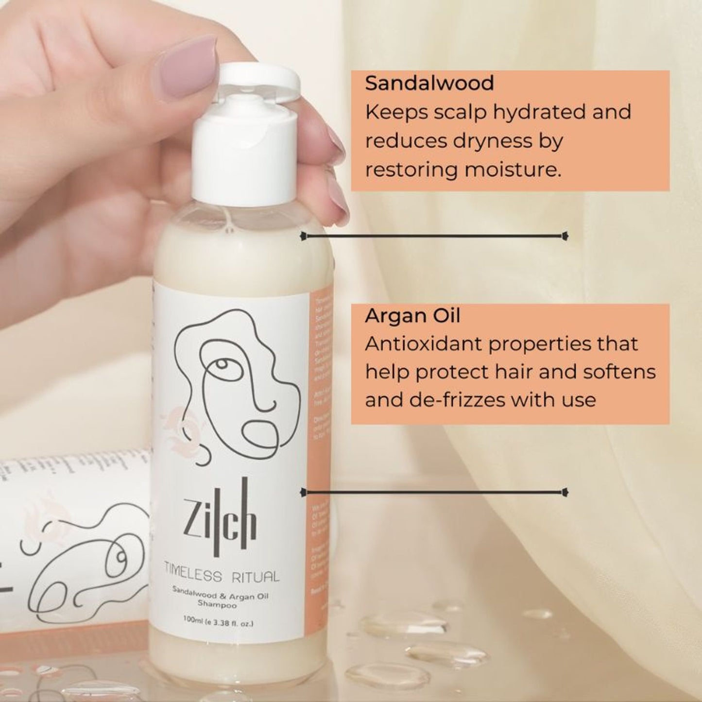 Zilch Timeless Ritual Sandalwood & Argan Oil Hairfall Control Shampoo