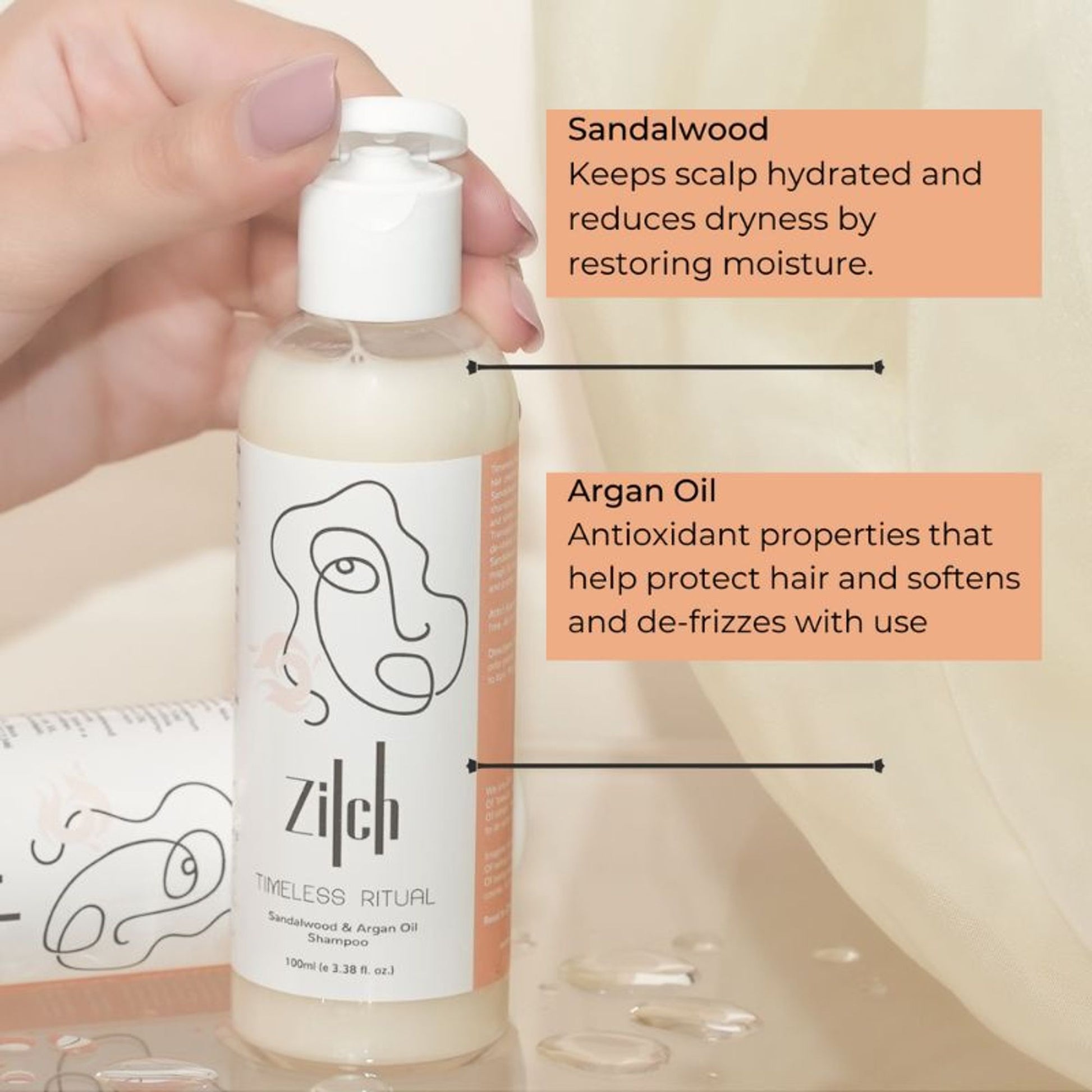 Zilch Timeless Ritual Sandalwood & Argan Oil Hairfall Control Shampoo