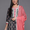 Dhiyona VA Women's Grey Ethnic Motifs Printed Gotta Patti Kurta with Sharara & With Dupatta