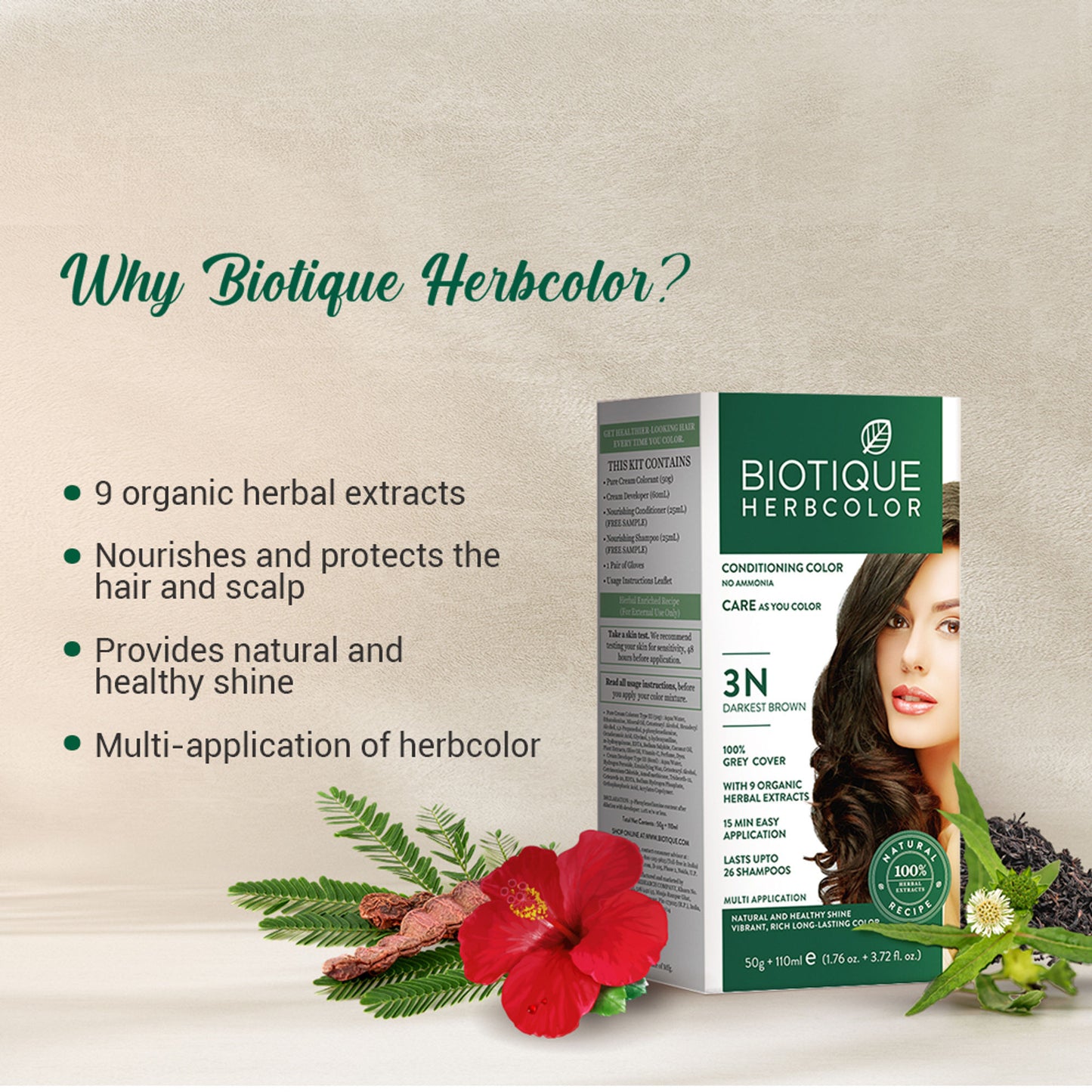 Biotique Herbcolor Hair Color - Darkest Brown