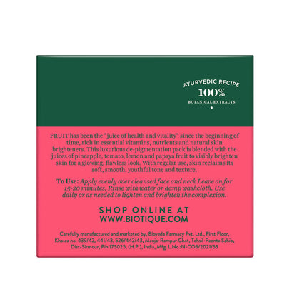 Biotique Bio Fruit Brightening- Depigmentation & Tan Removal Face Pack