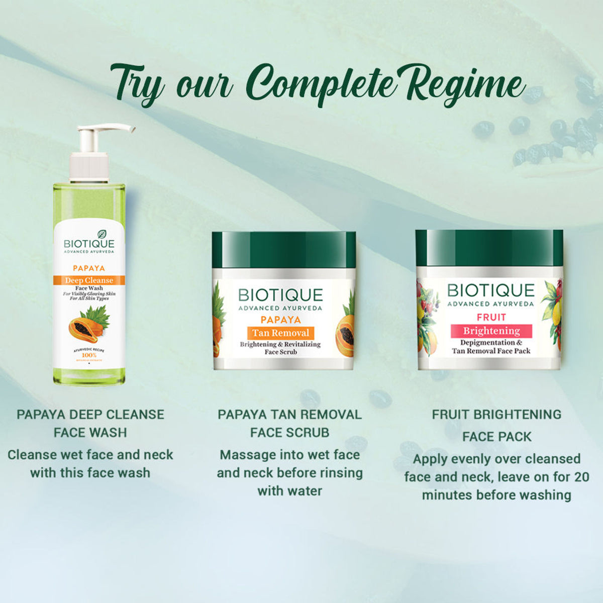 Biotique Bio Papaya Face Wash for all skin types, showing a tube of the natural skincare product with papaya extract.