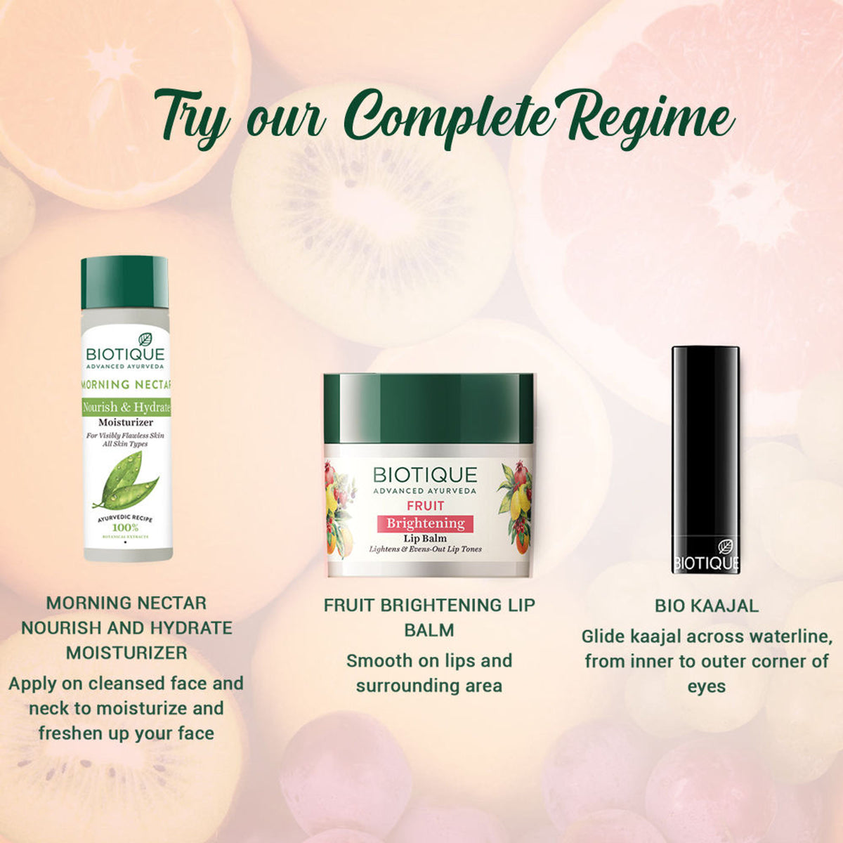 Biotique Fruit Brightening Lip Balm in a small jar, featuring a natural fruit-based formula for smooth, nourished lips.