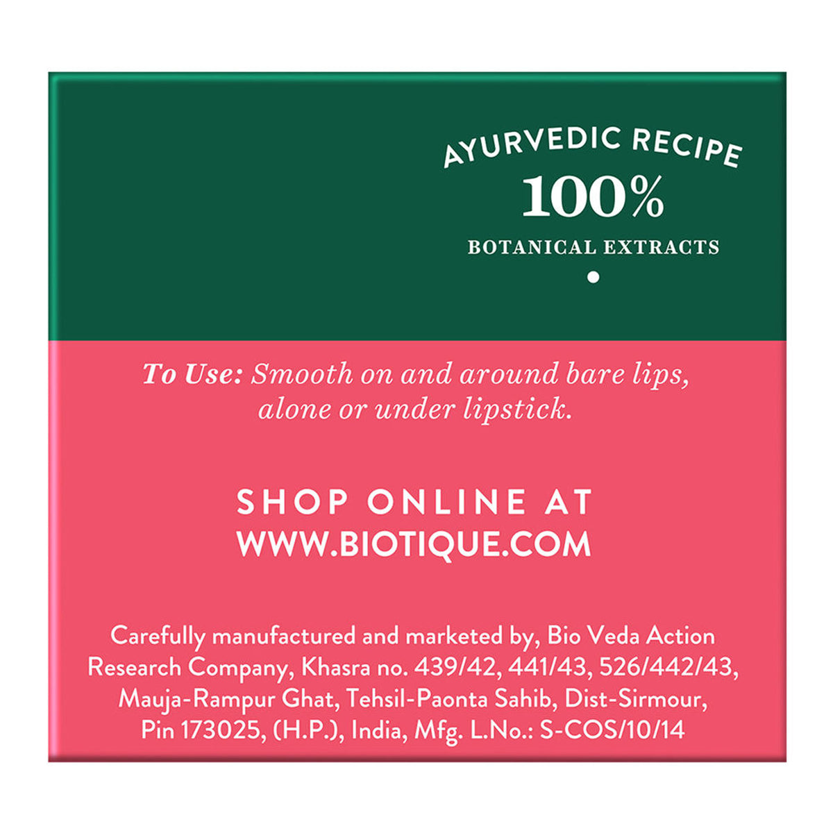 Biotique Fruit Brightening Lip Balm in a natural container, showcasing fresh fruit ingredients for nourishing lips.