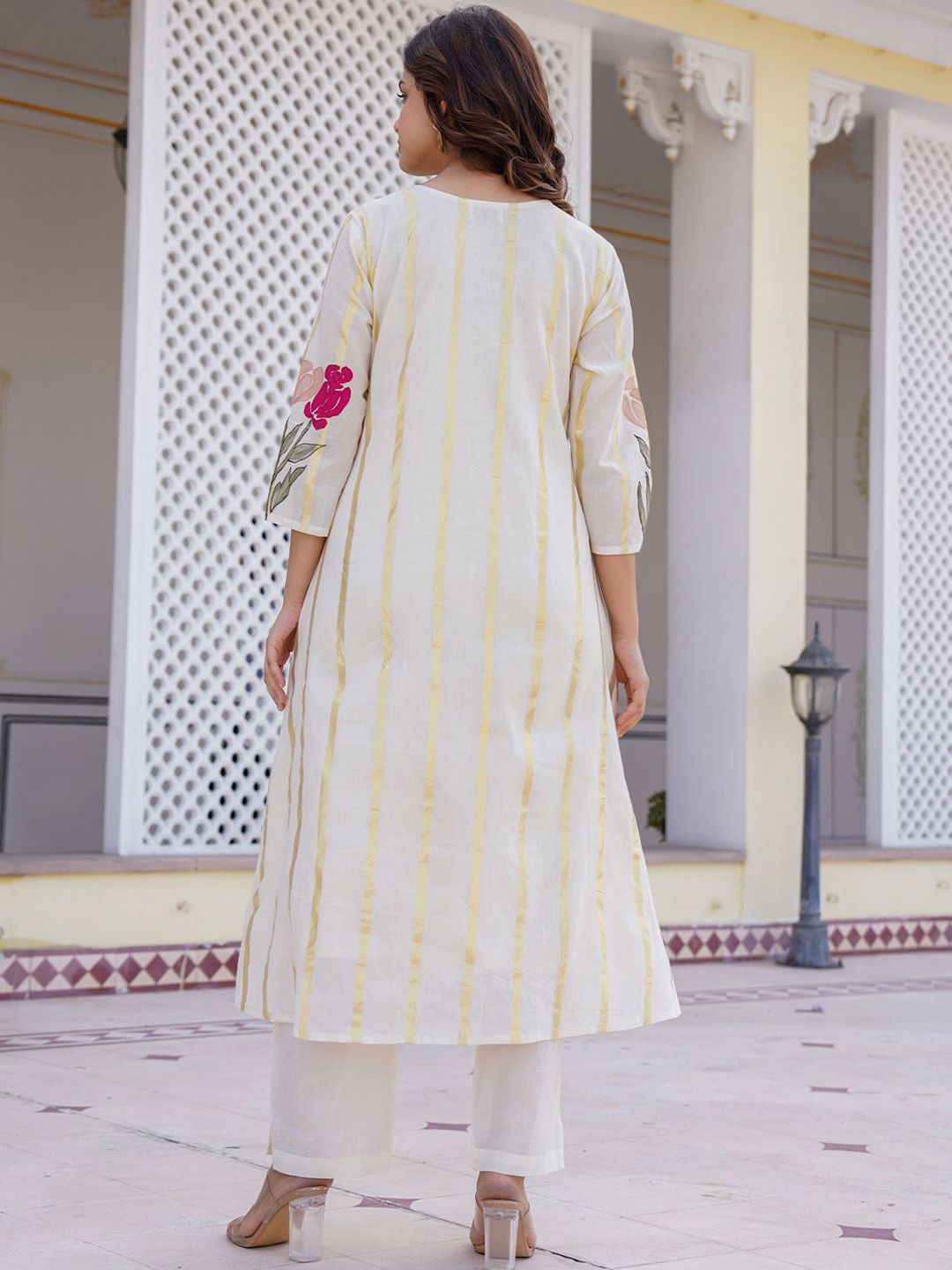 Dhiyona IE Printed Pure Cotton A-Line Tunic & Trousers Co-Ord Set