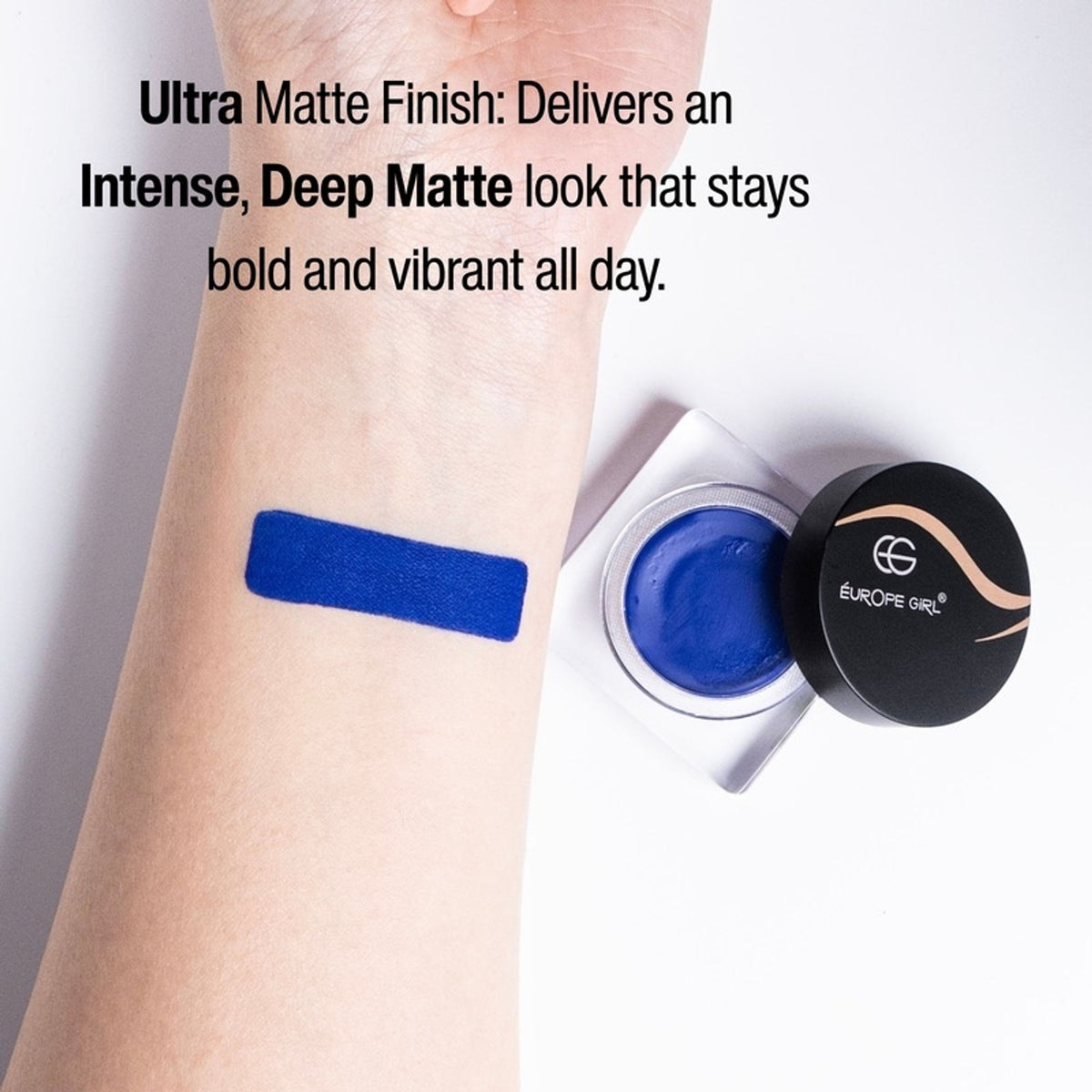 Europe Girl Royal Blue gel eyeliner pencil with a sleek black cap and vibrant blue color, suitable for precise eye makeup.