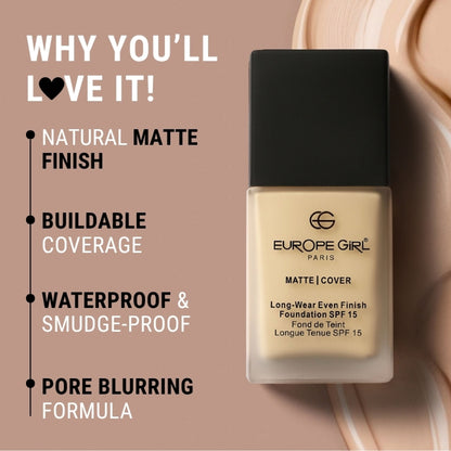 Europe Girl Matte Cover Foundation SPF 15 - 115 Light Pink Undertone