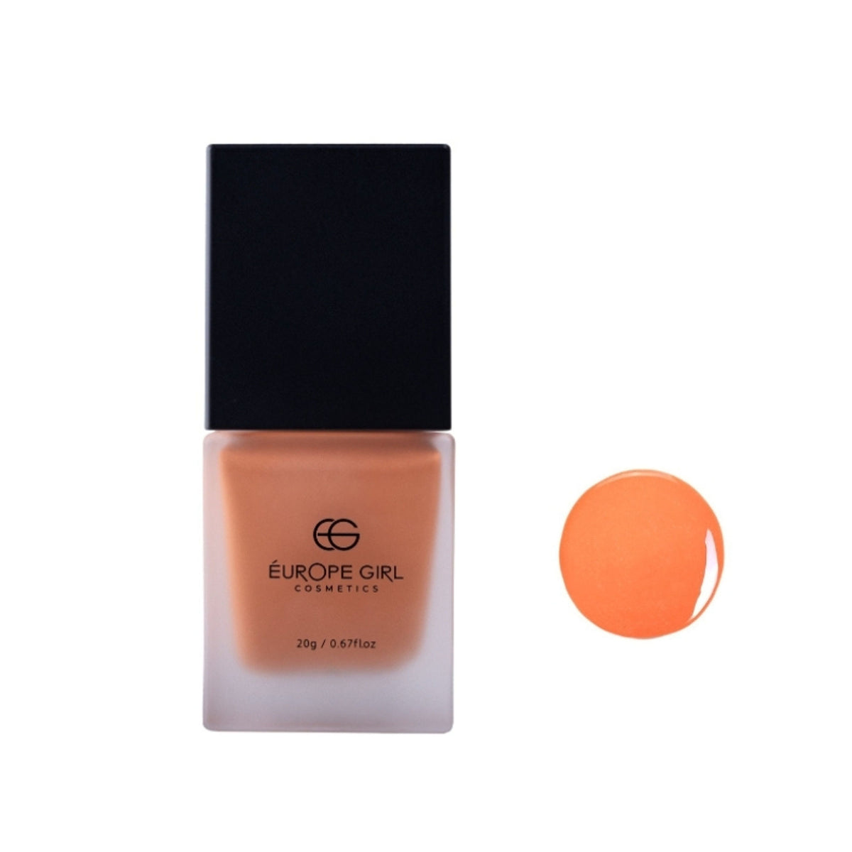 Europe Girl Cheek Dew Liquid Blush in Velvet Rose, featuring a close-up of the blush bottle with soft pink liquid and subtle branding.