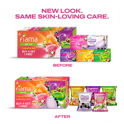 Fiama Gel Bar Celebration Pack |5 Unique Variants |Gift for Women & Men |30% Smoothing Body Serum