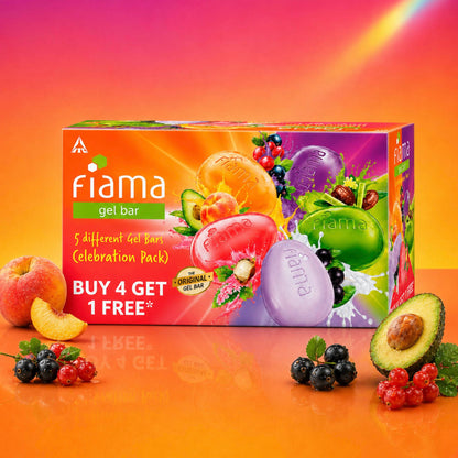 Fiama Gel Bar Celebration Pack |5 Unique Variants |Gift for Women & Men |30% Smoothing Body Serum