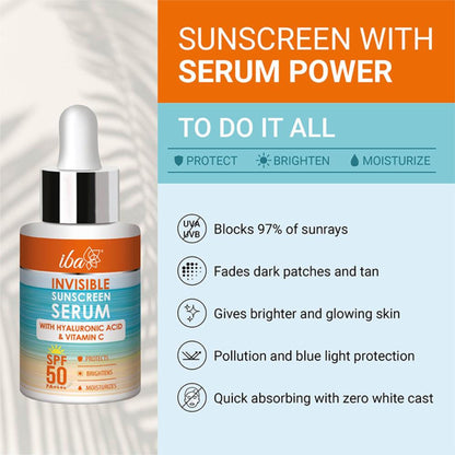 IBA Invisible Sunscreen Serum SPF 50 PA+++ With Hyaluronic Acid & Vitamin C