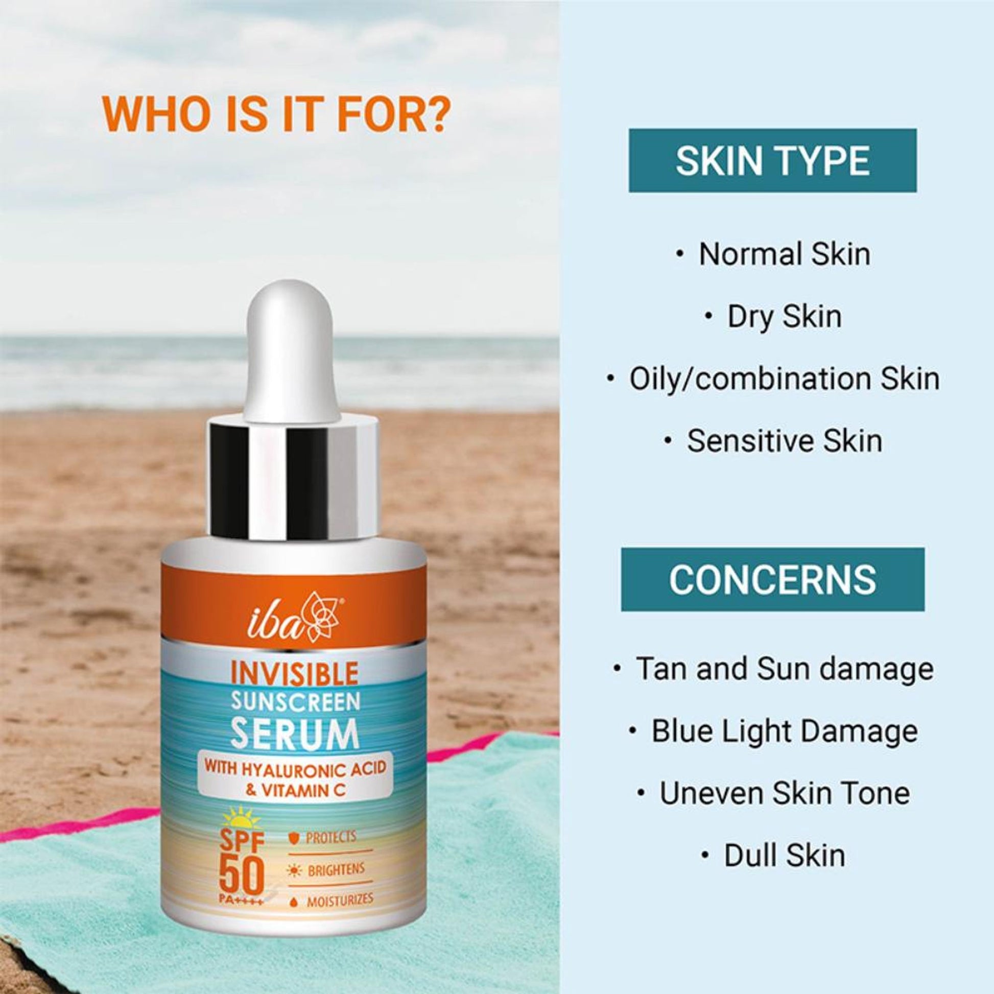 IBA Invisible Sunscreen Serum SPF 50 PA+++ With Hyaluronic Acid & Vitamin C