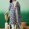 Dhiyona SN Women's Printed Pure Cotton Straight Kurta With Trousers & Dupatta