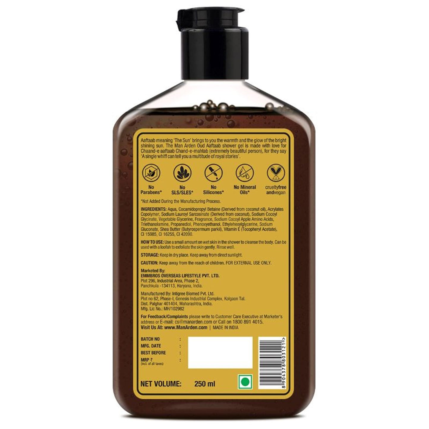 Man Arden Oud Aaftaab Luxury Body Wash Infused With Shea Butter & Vitamin E