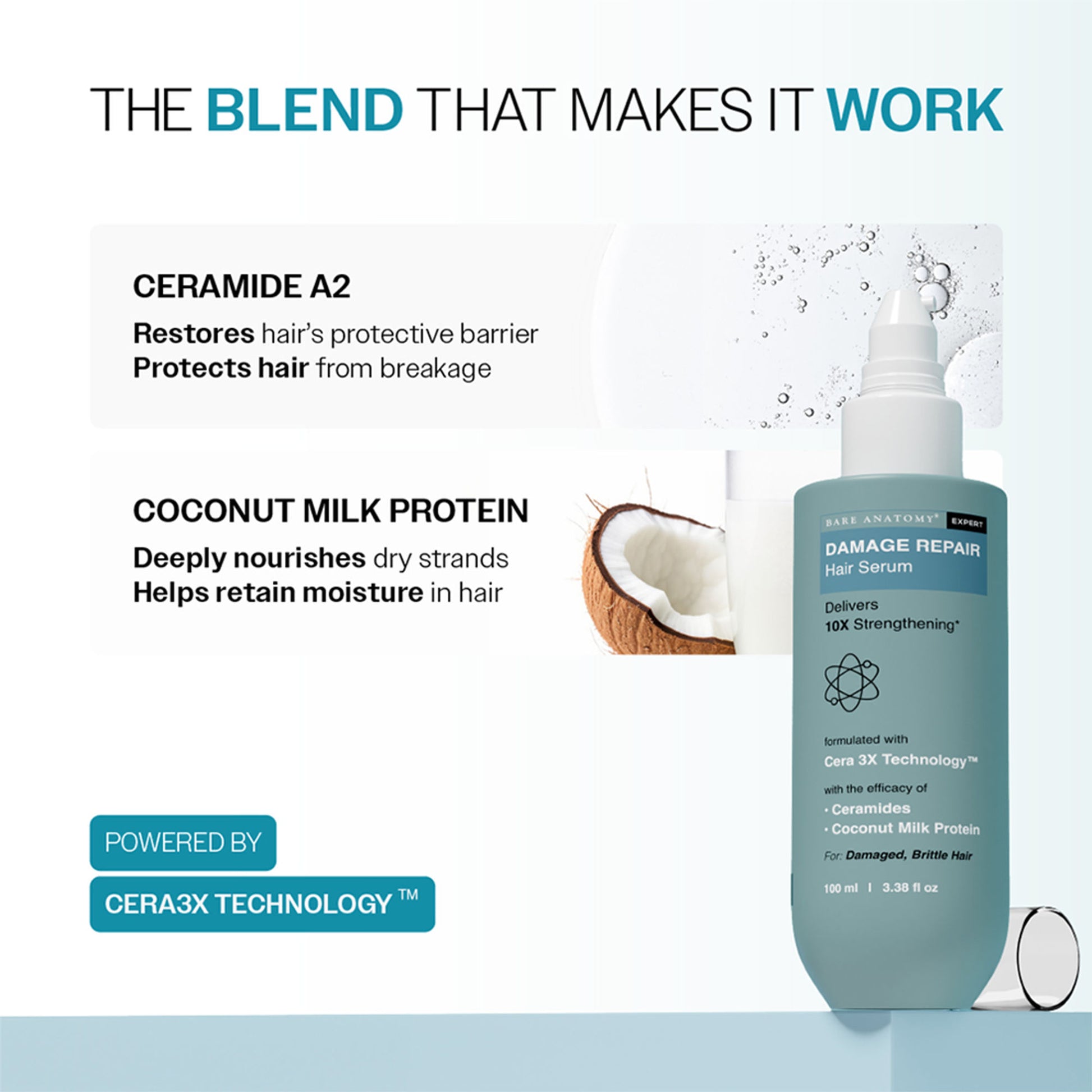 Bare Anatomy Damage Repair Serum For Dry And Frizzy Hair Niacinamide Serum For Hair Strengthening