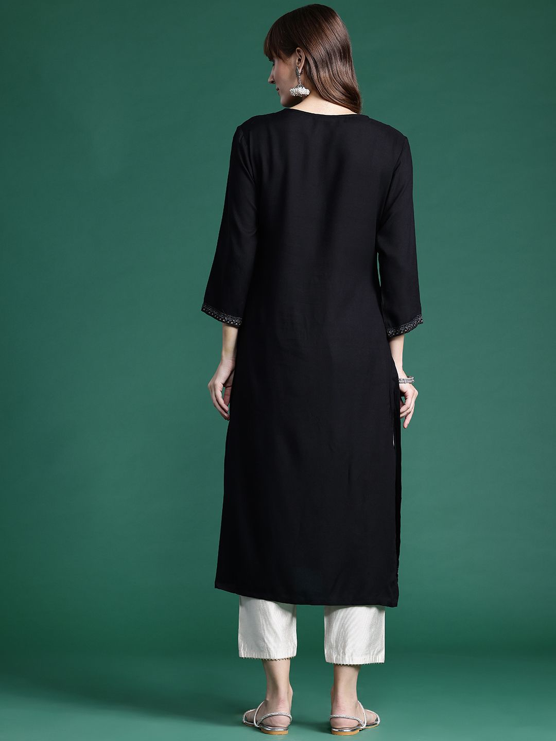 Indyancart IE Foil Printed Sequinned Kurta