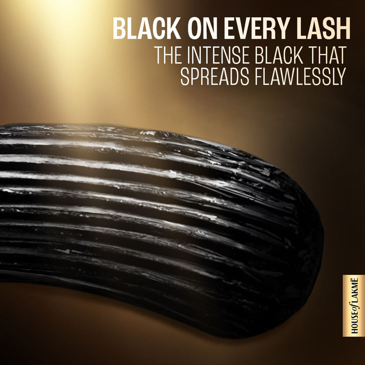 Lakme UltimateGlam volumizing mascara in black with waterproof, smudgeproof formula, showing the mascara wand and brush.