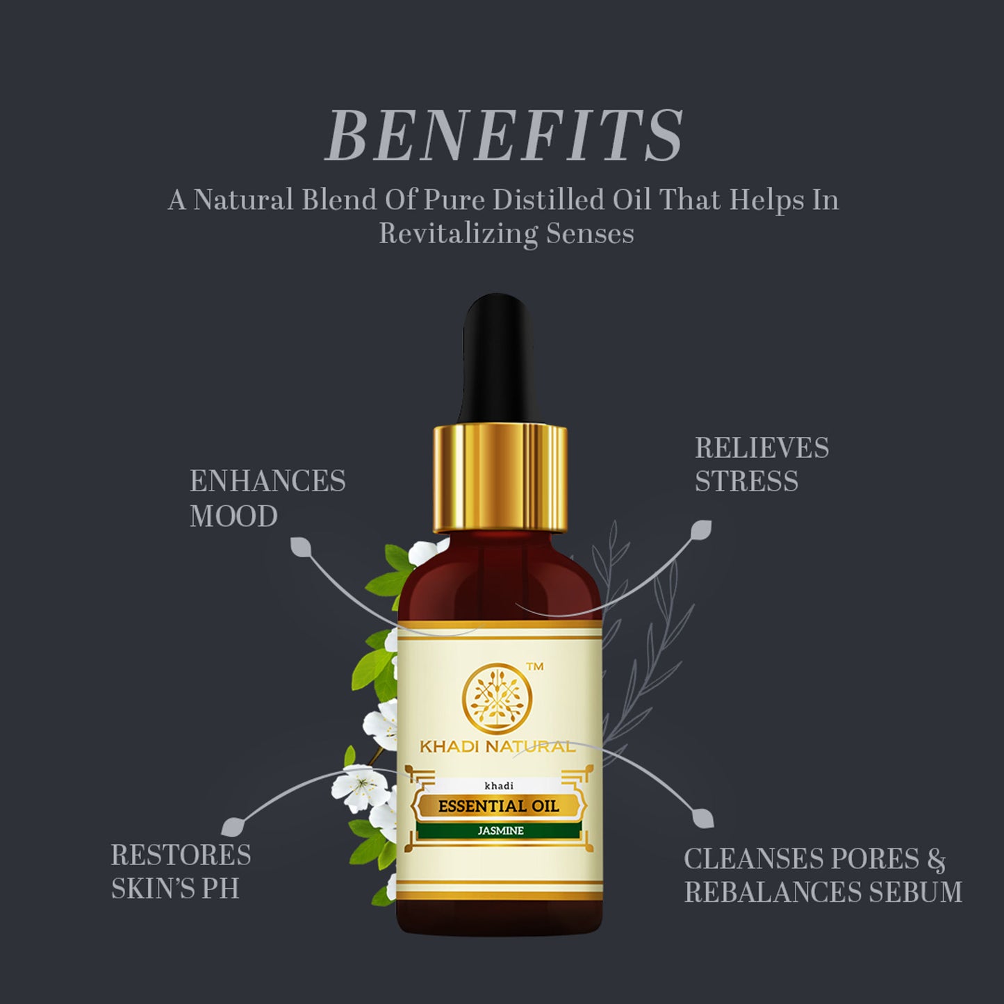 Khadi Natural Jasmine Essential Oil Enhances Skin Elasticity