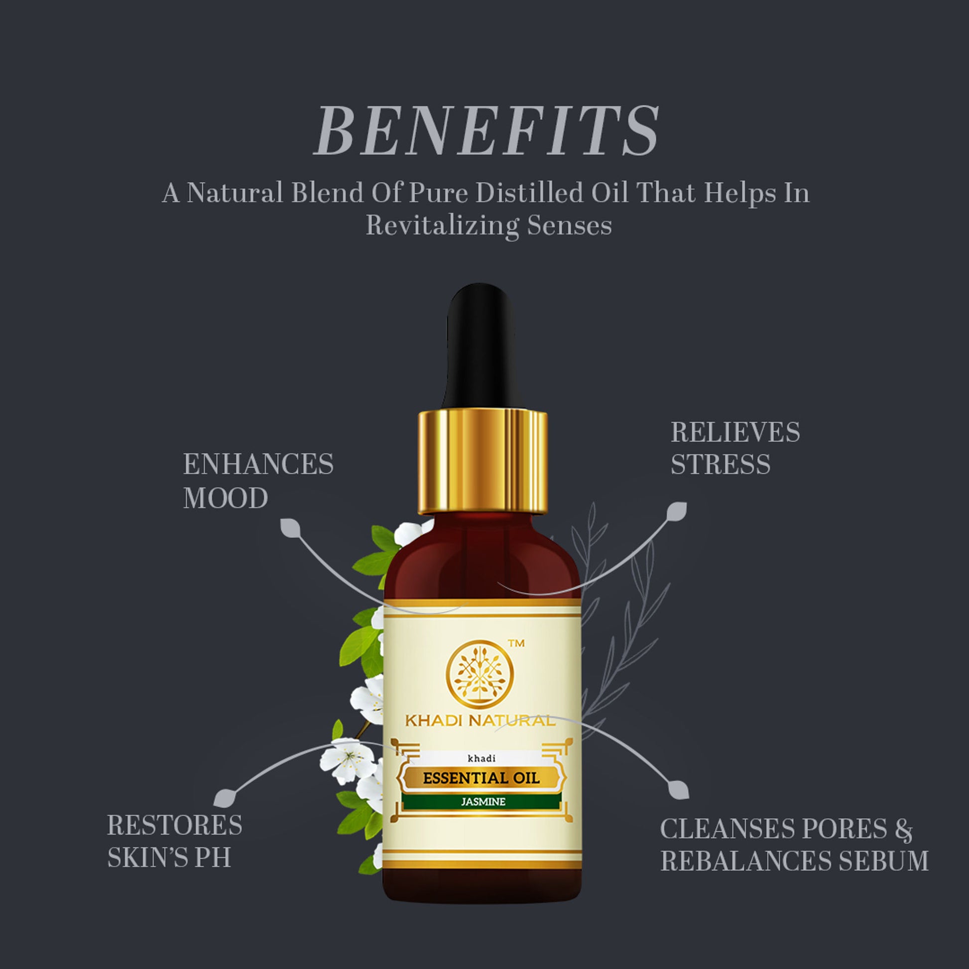 Khadi Natural Jasmine Essential Oil Enhances Skin Elasticity