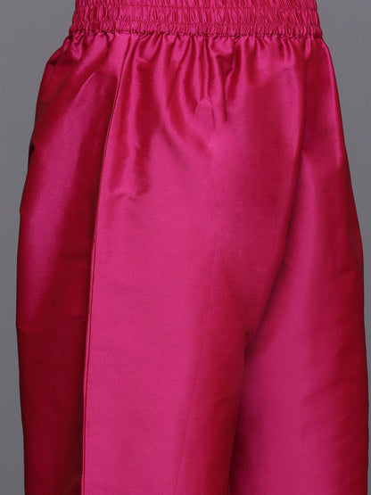 Indyancart VA Women'sFlared Sleeves Gotta Patti Kurta with Palazzos & Dupatta