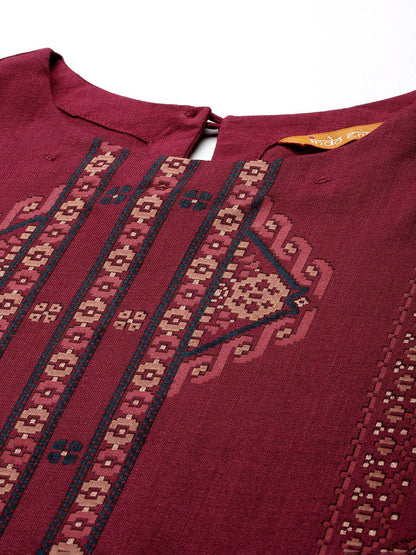 Indyancart IE Ethnic Motifs Foil Printed Straight Kurta