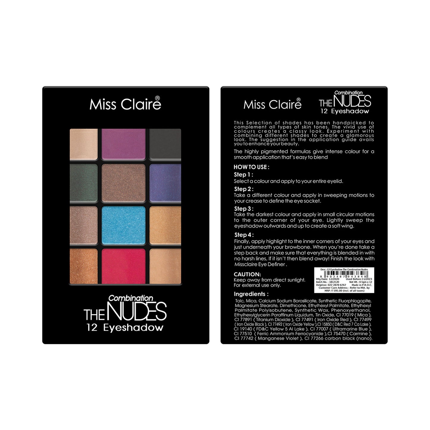 Miss Claire 12 Eyeshadow Kit - The Combination Nudes