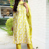 Indyancart IE Women Ethnic Motifs Printed Regular Thread Work Pure Cotton Kurta with Trousers & With Dupatta