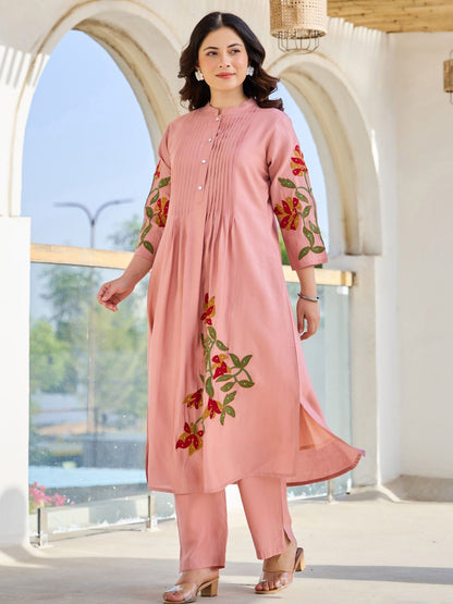 Dhiyona IE Embroidered Pure Cotton Tunic With Trousers Co-Ords