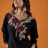 Indyancart IE Floral Yoke Design Sweetheart Neck Thread Work Straight Kurta