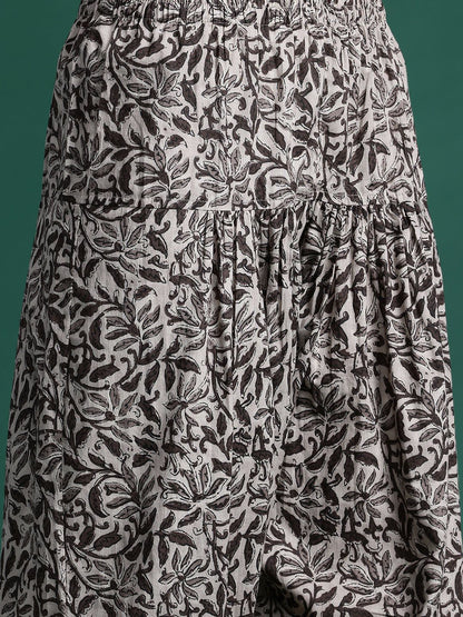 Indyancart IE Floral Printed Pure Cotton Kurta With Salwar & Dupatta