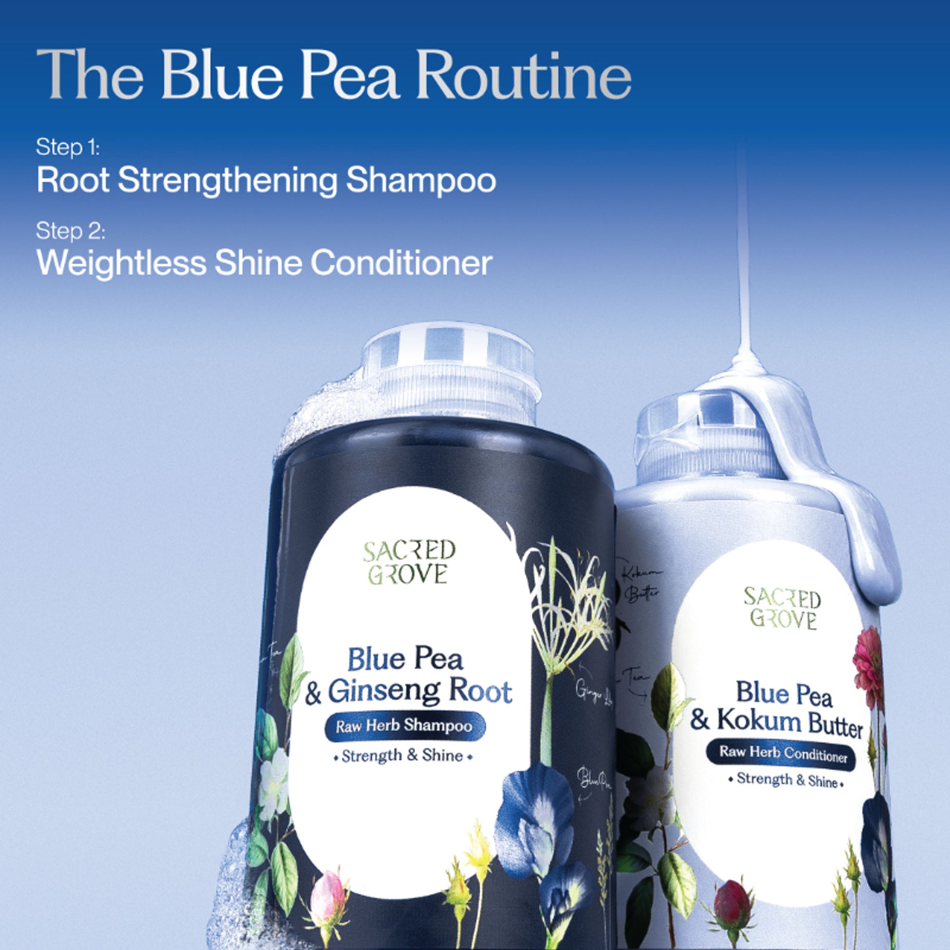 Sacred Grove Blue Pea Flower & Ginseng Root Shampoo For Strength & Shine