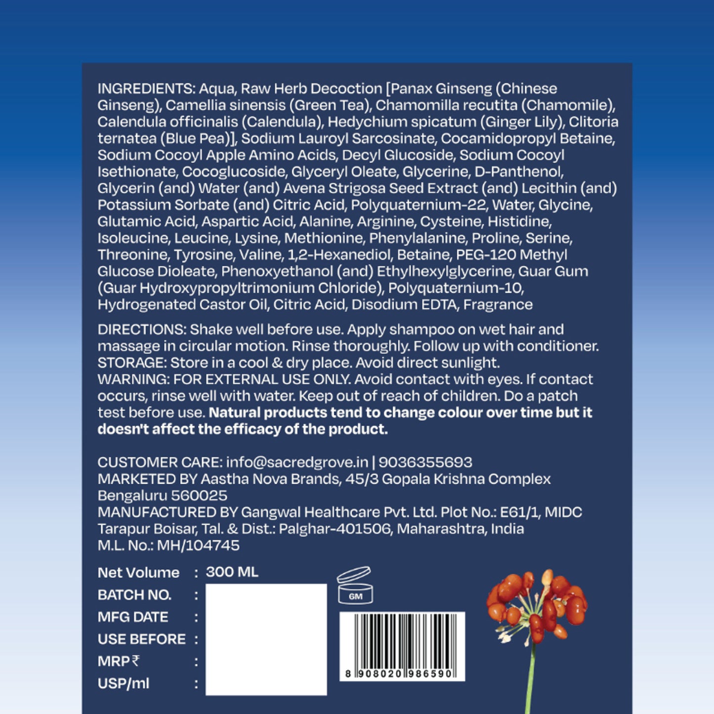 Sacred Grove Blue Pea Flower & Ginseng Root Shampoo For Strength & Shine