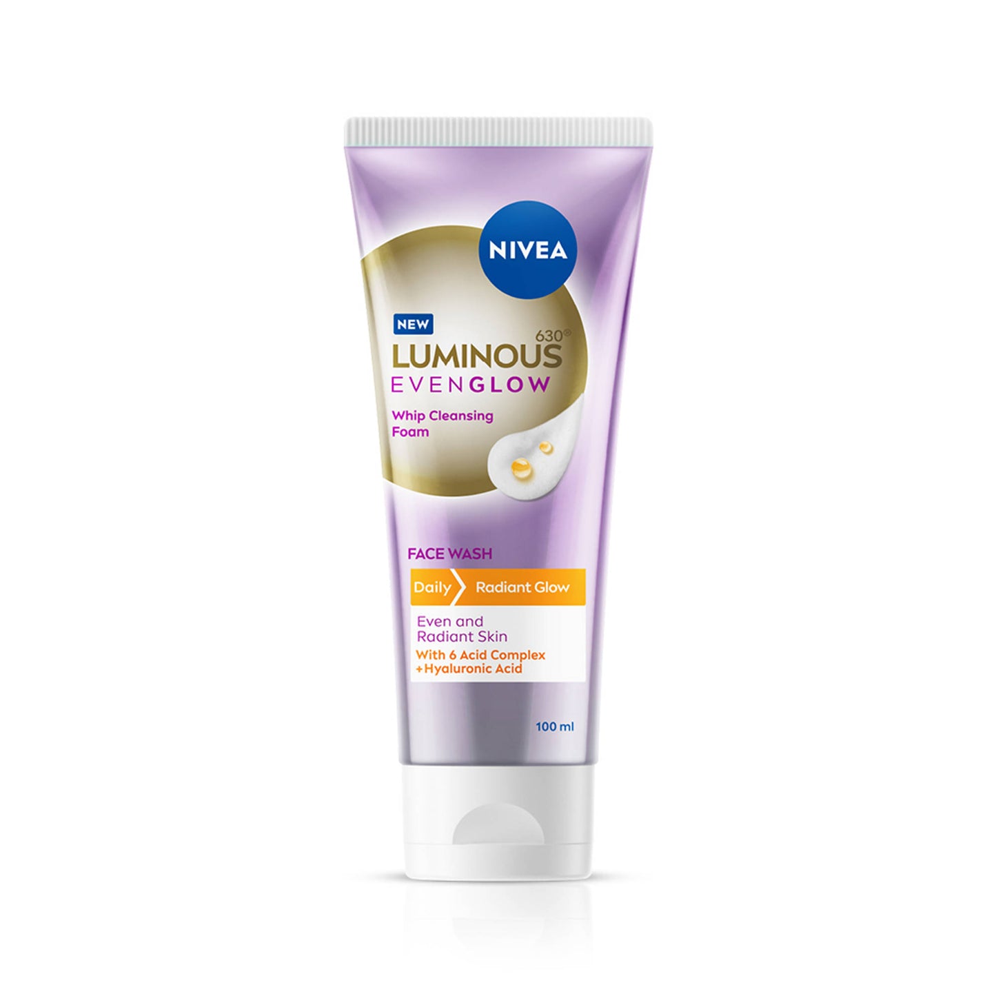NIVEA Luminous Even Glow Whip Foam Daily Gentle Face Wash With Hyaluronic