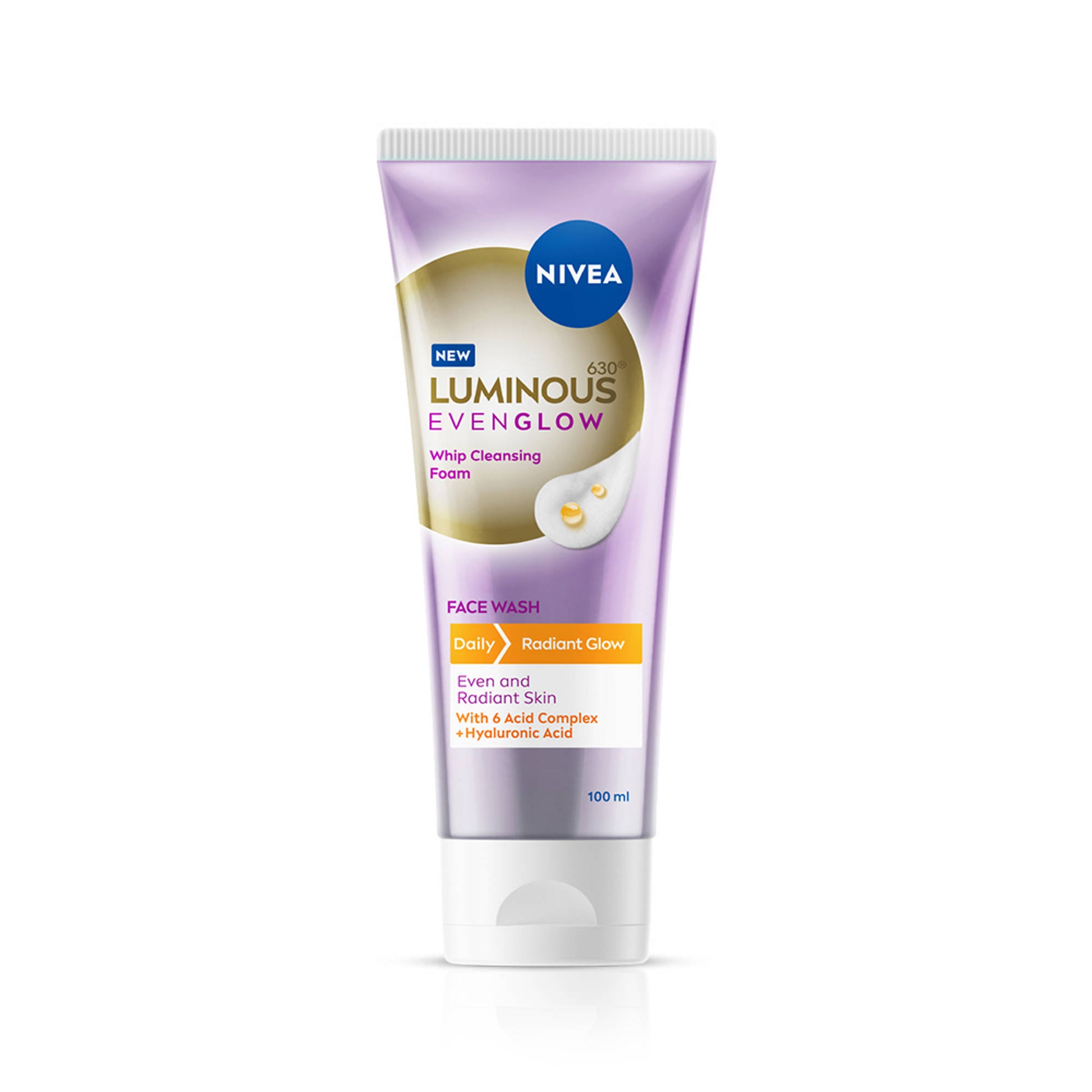 NIVEA Luminous Even Glow Whip Foam Daily Gentle Face Wash With Hyaluronic