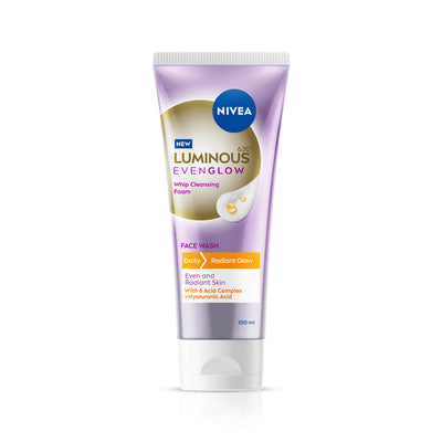 NIVEA Luminous Even Glow Whip Foam Daily Gentle Face Wash With Hyaluronic