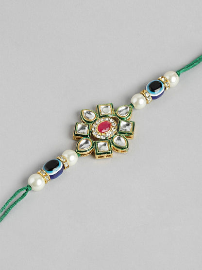 Anouk Unisex Set of 2 Beaded Bhai Bhabhi Rakhis With Roli & Chawal