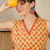 Dhiyona IE Ethnic Motifs Printed V-Neck Straight Pure Cotton Kurta With Trousers