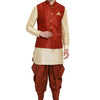Men's Gold Silk Blend Straight Jacket  Kurta and Dhoti Set