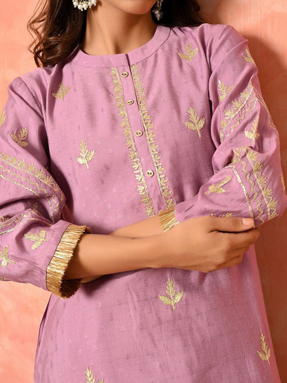 Indyancart SN Women's Solid Embroidered Kurta with Dhoti Pant & Dupatta