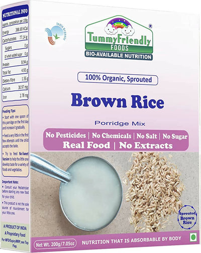 TummyFriendly Foods Organic Sprouted Brown Rice Porridge Mix Organic Baby Food for 6 Months Old