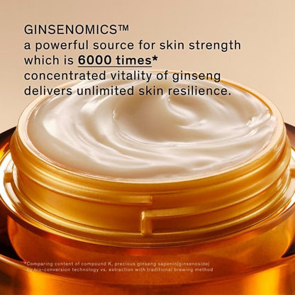 Sulwhasoo Concentrated Ginseng Renewing Cream jar with cream visible, showcasing luxurious face cream for revitalizing skin.