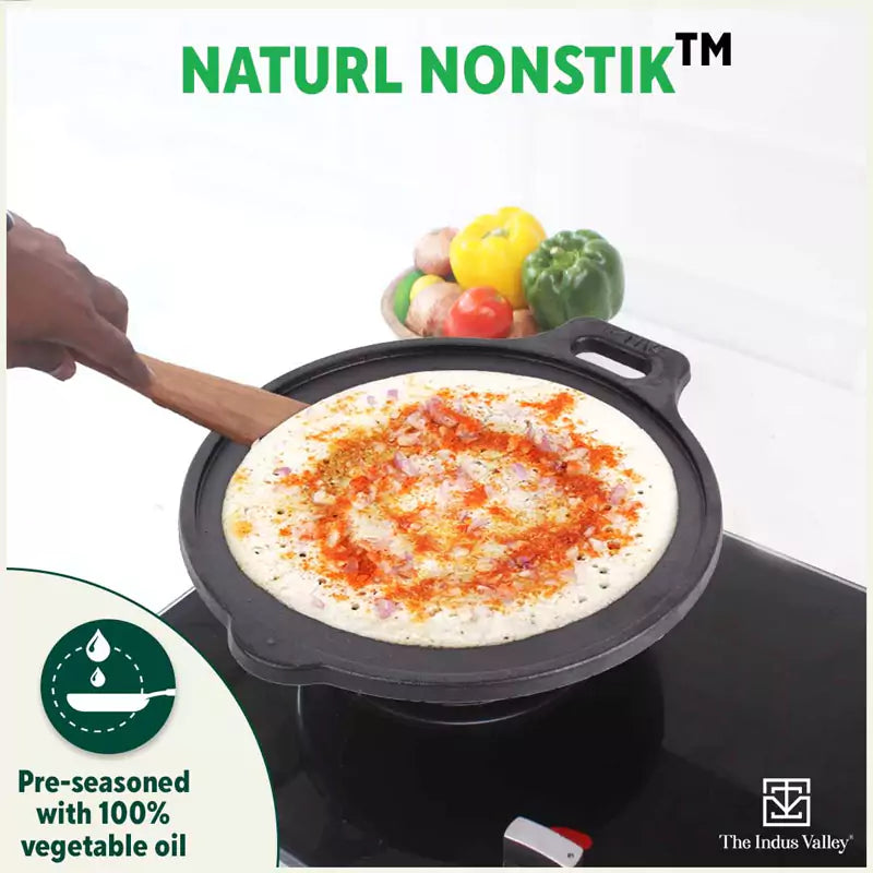 The Indus Valley Super Smooth Cast Iron Tawa,Pre-seasoned, Nonstick, 100% Pure, Toxin-free, Induction, 28/30.5cm, 2.8/2.9kg