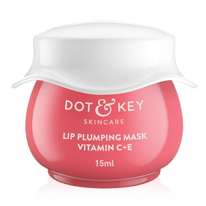 Dot & Key Lip Plumping Sleeping Mask applied on lips, showcasing smooth, hydrated lips for effective overnight lip care.