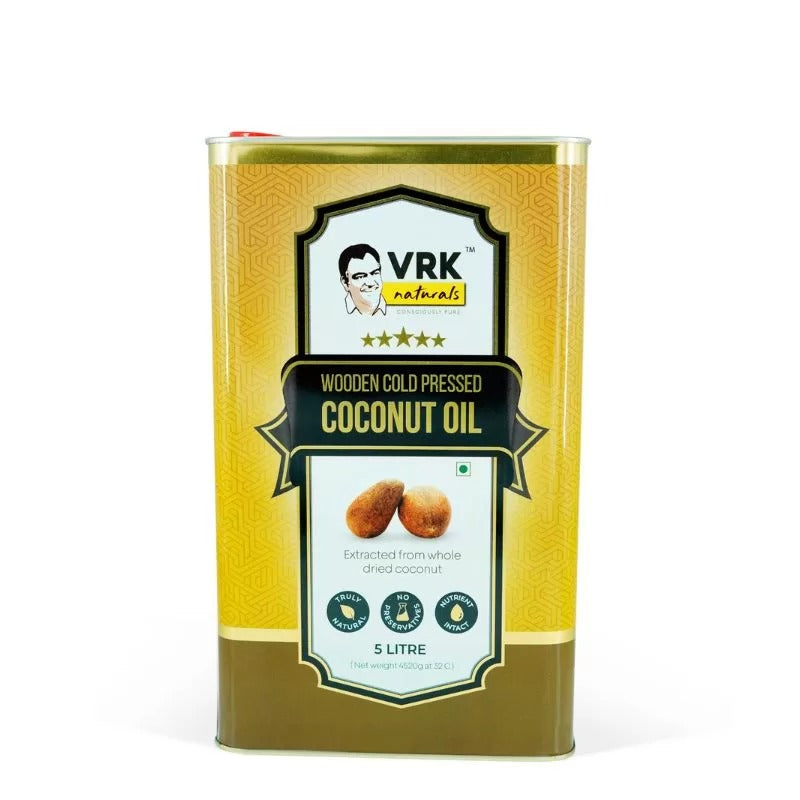 Vrk Naturals Wooden Cold Pressed Coconut Oil - Indyancart
