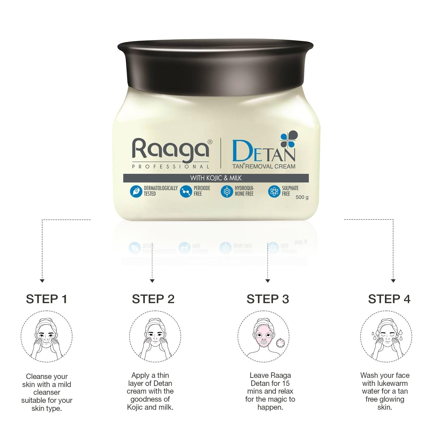 Raaga Professional De Tan Removal Cream With Kojic & Milk - Indyancart