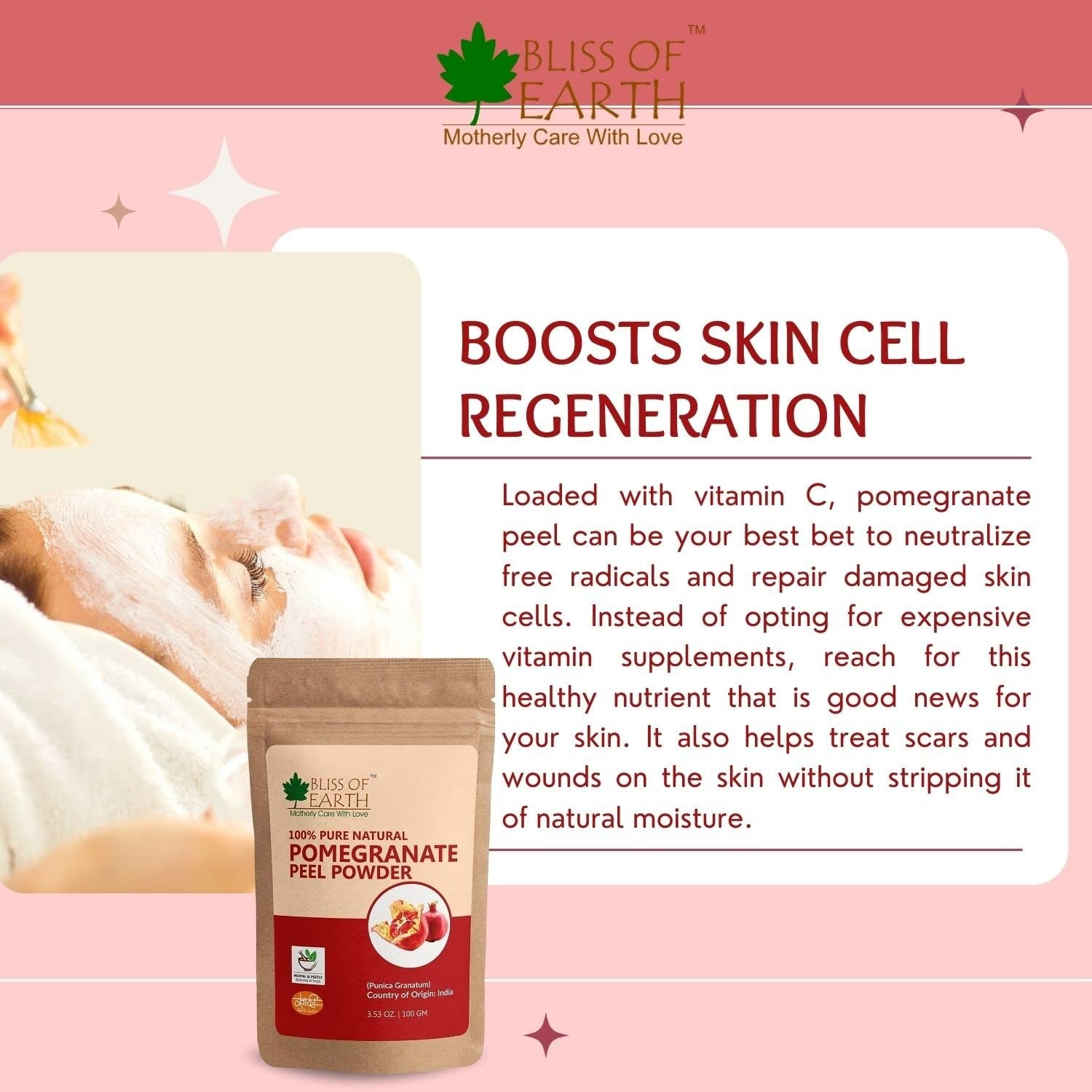Bliss of Earth Certified Organic Pomegranate Peel Powder - Indyancart