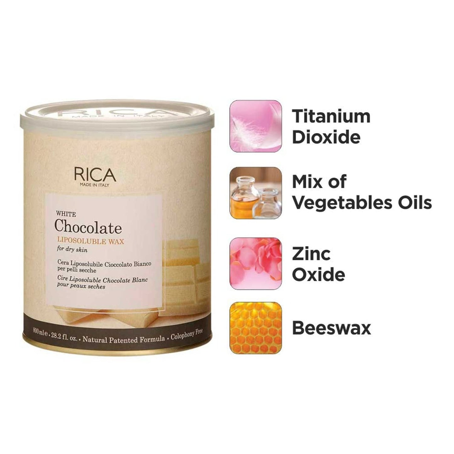 Rica White Chocolate Liposoluble Wax for Dry Skin - Indyancart