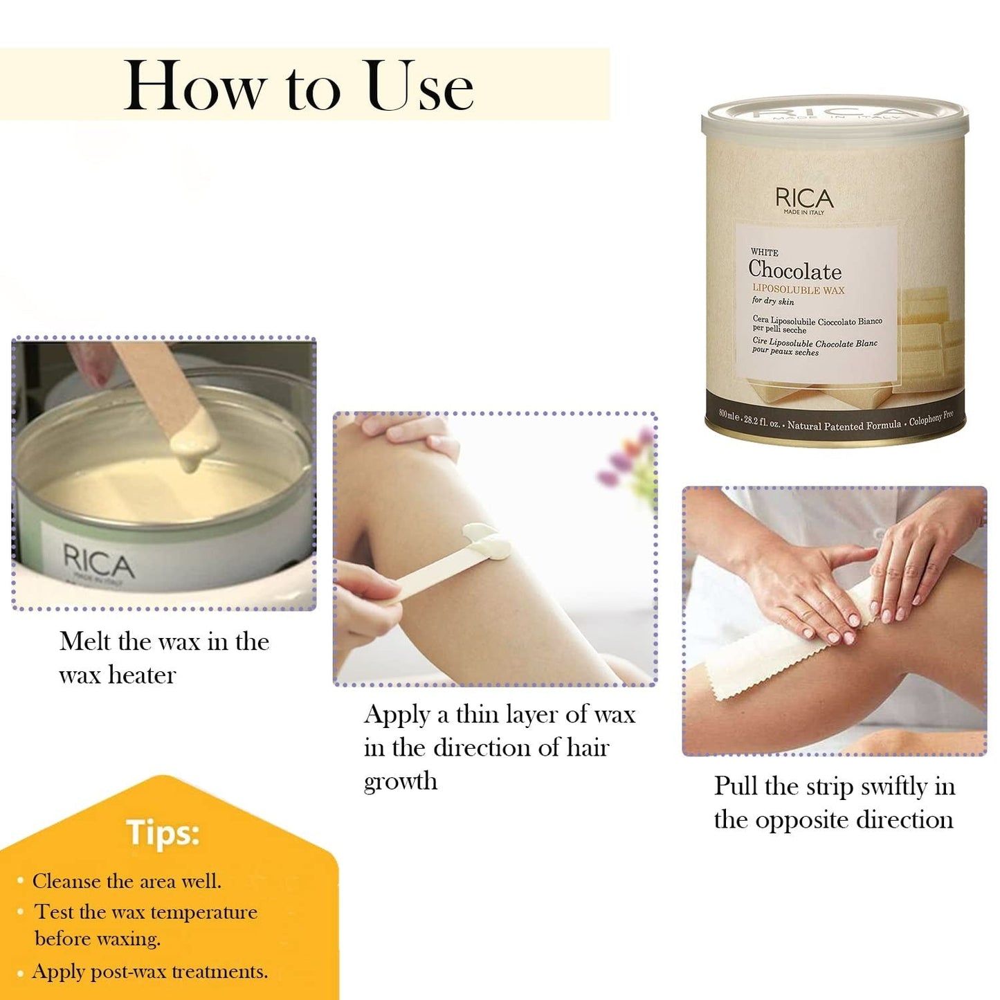 Rica White Chocolate Liposoluble Wax for Dry Skin - Indyancart